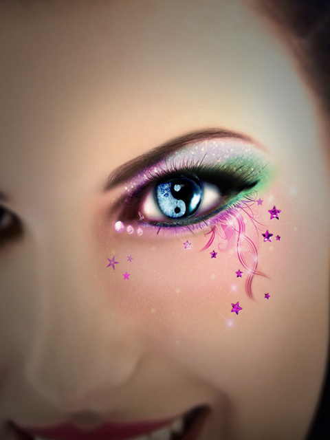 Olho com strass Ying Yang